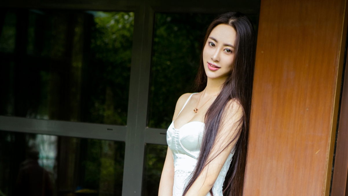 飞Angelababy 图片 白色裙子美女模特