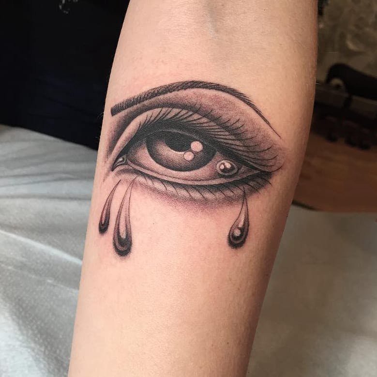 手臂上纹身美女眼角眼泪纹身眼睛纹身图案 纹身眼睛纹身图案