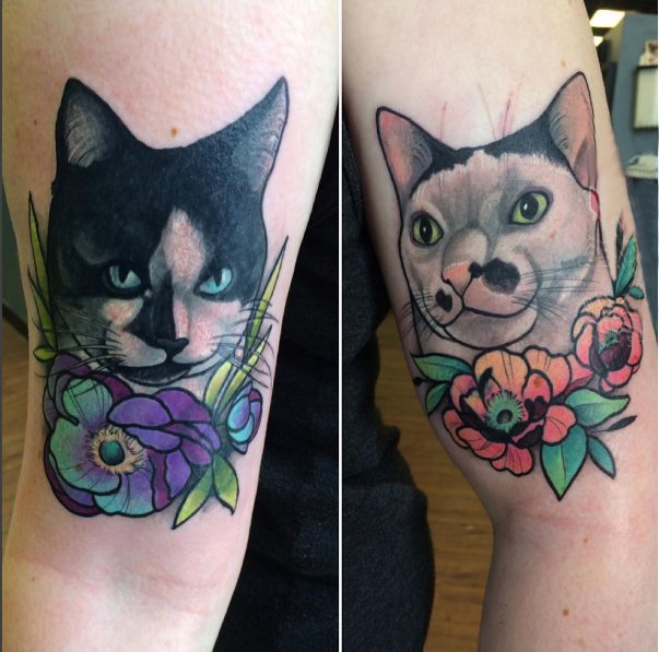 男生手臂上小猫咪纹身图片 猫咪纹身简单
