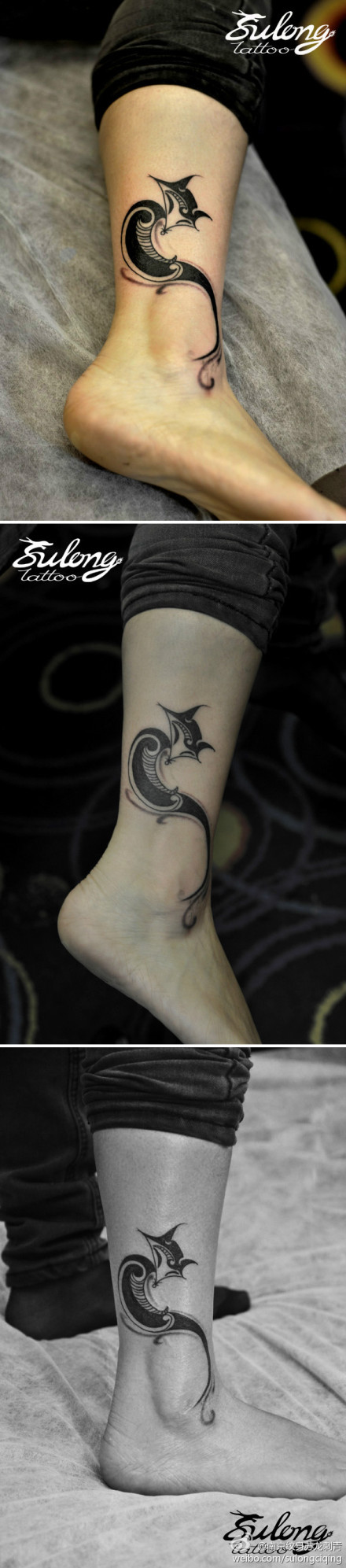 女人腿部时尚唯美的图腾狐狸纹身图案