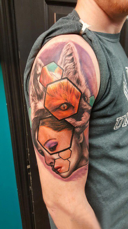 男生手臂上狼纹身女生人物纹身图案 女生人物纹身图案