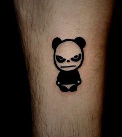 腿部邪恶的图腾小熊猫纹身图案