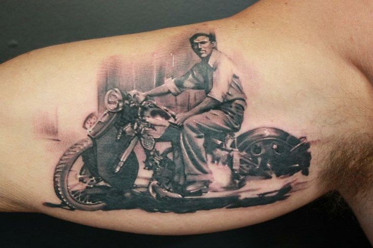 很棒的老式摩托车手臂纹身图案