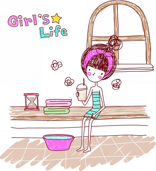 卡通女孩生活矢量图(39张高清图片)
